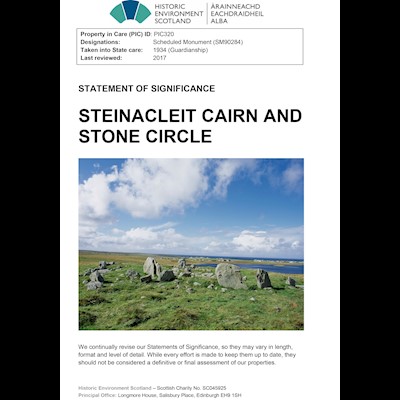 Front cover Steinacleit Cairn and Stone Circle - Statement of Significance.