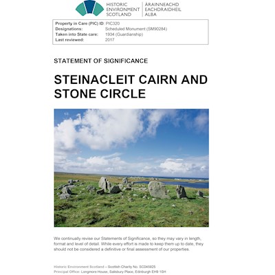 Front cover Steinacleit Cairn and Stone Circle - Statement of Significance.