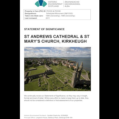 Front cover St Andrews Cathedral and St Mary's Church, Kirkheugh - Statement of Significance.