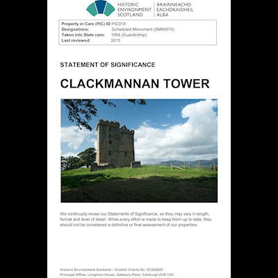 Front cover of Clackmannan Tower statement of significance