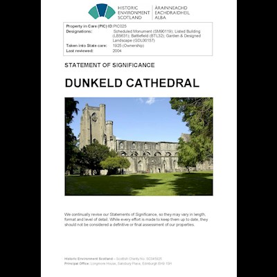 Front cover of Dunkeld Cathedral statement of significance.