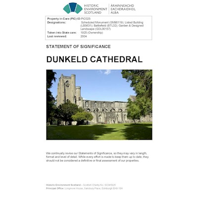 Front cover of Dunkeld Cathedral statement of significance.