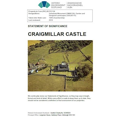 Front cover of Craigmillar Castle Statement of Significance 