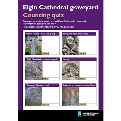 Cover of the elgin cathedral graveyard counting quiz