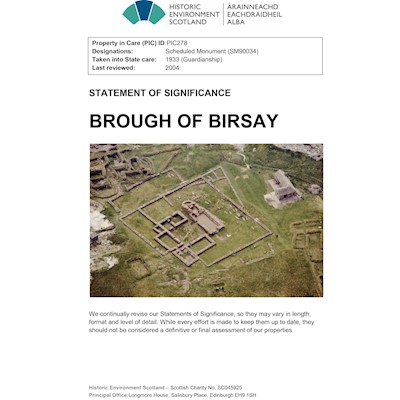 Front cover of Brough of Birsay SoS