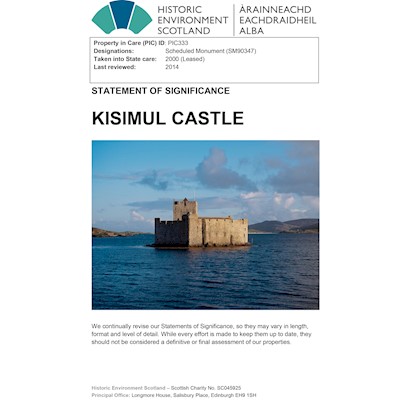 Front cover of Kisimul Castle Statement of Significance
