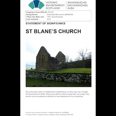 Front cover St Blane's Church - Statement of Significance.