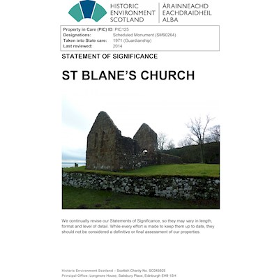 Front cover St Blane's Church - Statement of Significance.