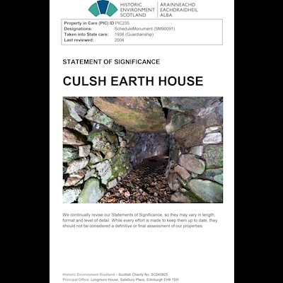 Front cover of Culsh Earth House Statement of Significance