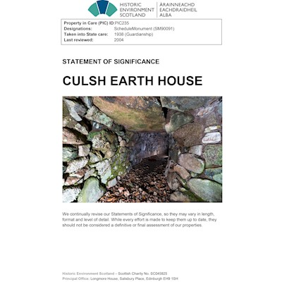 Front cover of Culsh Earth House Statement of Significance
