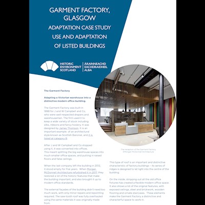 Front cover of a case study on The Garment Factory, Glasgow.