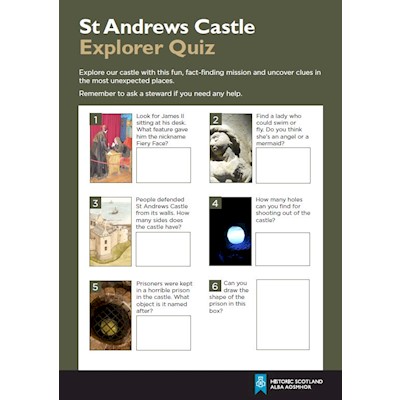 cover for the st andrews castle explorer quiz