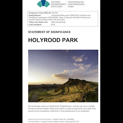 Front cover of Holyrood Park Statement of Significance