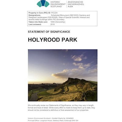 Front cover of Holyrood Park Statement of Significance