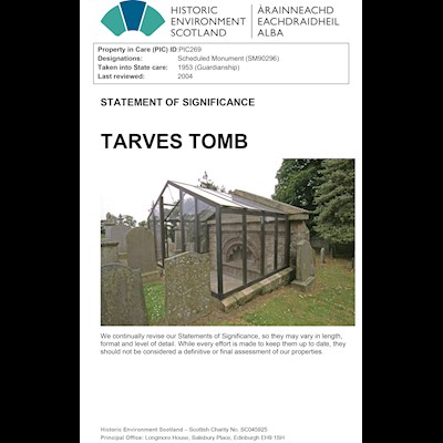 Front cover Tarves Tomb - Statement of Significance.