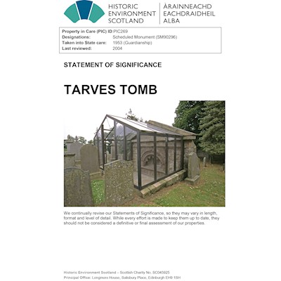 Front cover Tarves Tomb - Statement of Significance.