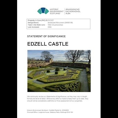 Front cover of Edzell Castle statement of significance.