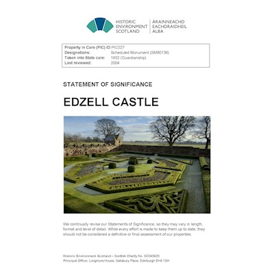 Front cover of Edzell Castle statement of significance.
