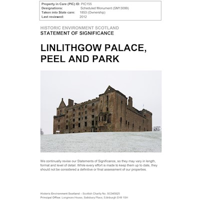 Front cover of Linlithgow Palace, Peel and Park Statement of Significance
