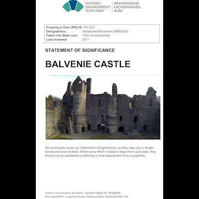 Front cover of Balvenie Castle statement of significance