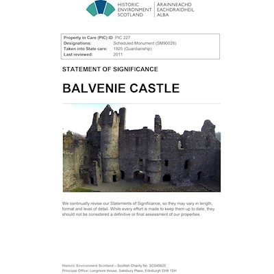 Front cover of Balvenie Castle statement of significance