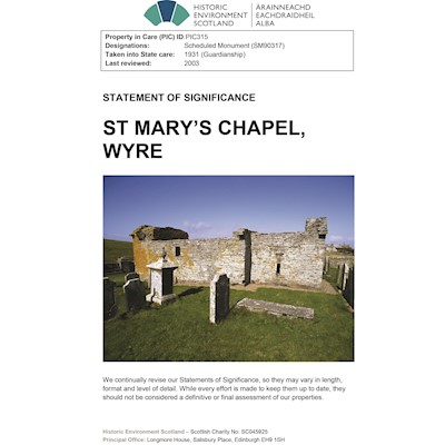 Front cover of St Marys Chapel, Wyre Statement of Significance 