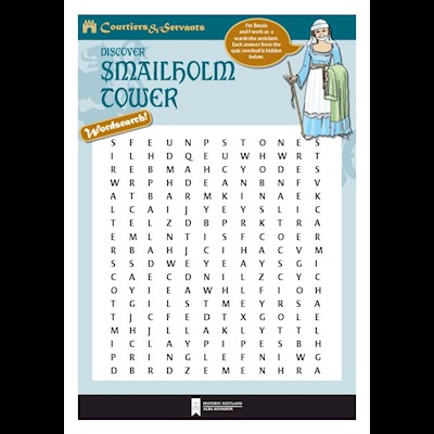 cover for the discover smailholm tower wordsearch