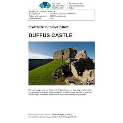 Front cover of Duffus Castle Statement of Significance