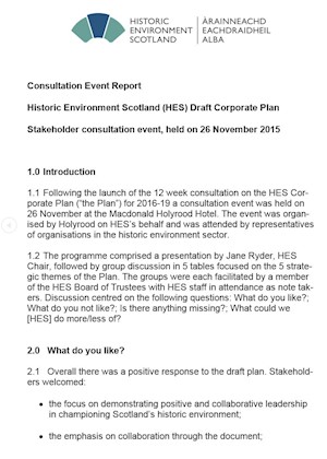 Corporate Plan 2016-19 Consultation: Stakeholder consultation event