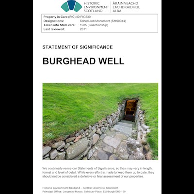 Front cover of Burghead Well statement of significance