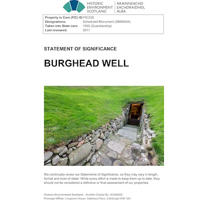 Front cover of Burghead Well statement of significance