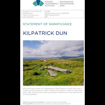Front cover of Kilpatrick Dun Statement of Significance