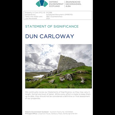 Front cover of Dun Carloway Statement of Significance