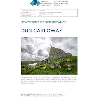 Front cover of Dun Carloway Statement of Significance