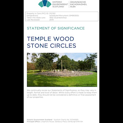 Front cover of Temple Wood Stone Circles Statement of Significance