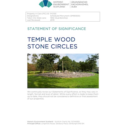 Front cover of Temple Wood Stone Circles Statement of Significance