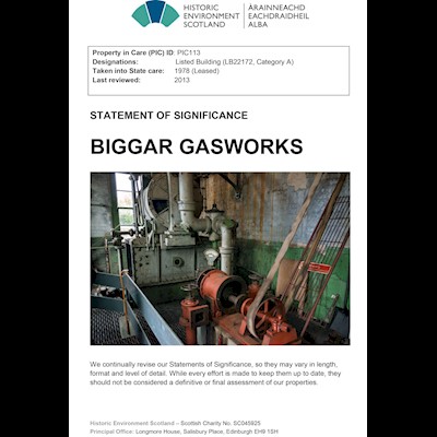 Front cover of Biggar Gasworks Statement of Significance