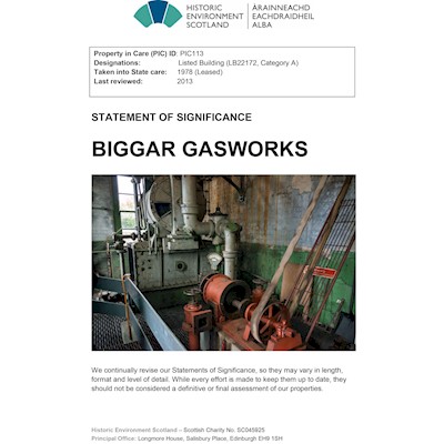 Front cover of Biggar Gasworks Statement of Significance