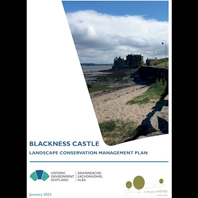 Front cover of Blackness Castle Landscape Conservation Management Plan showing a general view of the castle