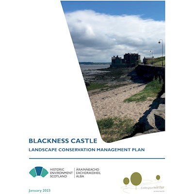 Front cover of Blackness Castle Landscape Conservation Management Plan showing a general view of the castle
