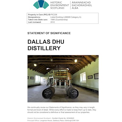 Front cover of Dallas Dhu Distillery Statement of Significance