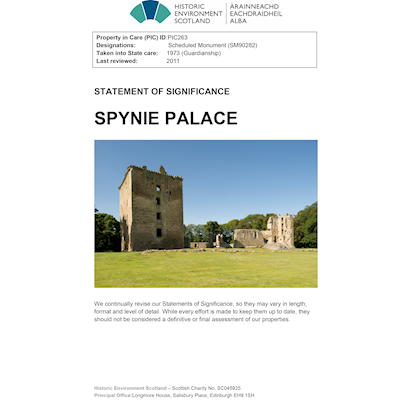 Front cover Spynie Palace - Statement of Significance.
