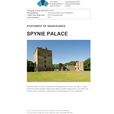 Front cover Spynie Palace - Statement of Significance.