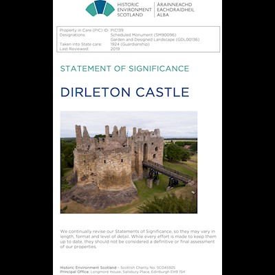 Front cover of Dirleton Castle Statement of Significance