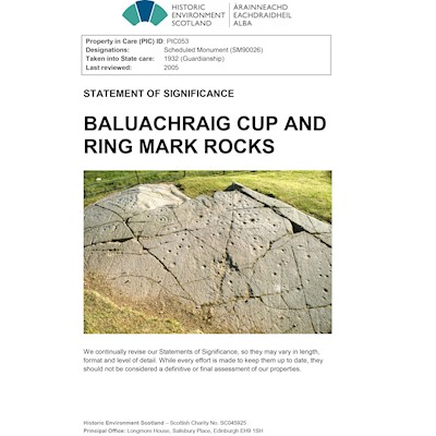 Front cover of Baluachraig Cup and Ring Mark Rocks statement of significance