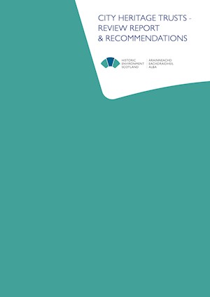 Front cover of the document with the text 'City Heritages Trusts Review Report & Recommendations'