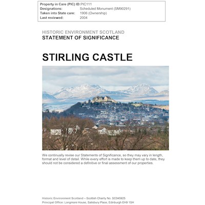 Front cover of Stirling Castle Statement of Significance
