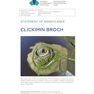 Front cover of Clickimin Broch Statement of Signii