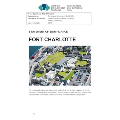 Front cover of Fort Charlotte Statement of Significance