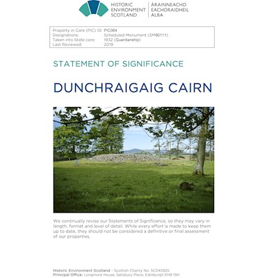 Front cover of Dunchraigaig Cairn Statement of Significance